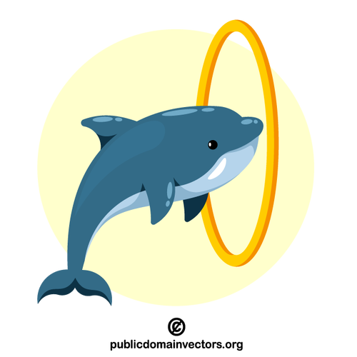 Dolphin jumping through the hoop