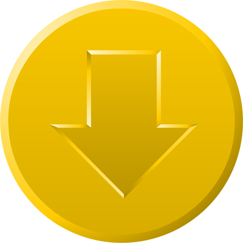 Golden download button vector graphics