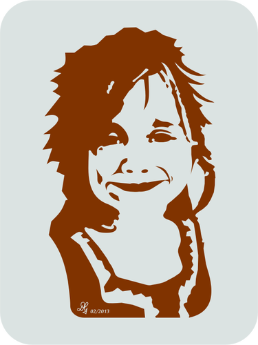 Vector clip art of smiling girl with spiky hair