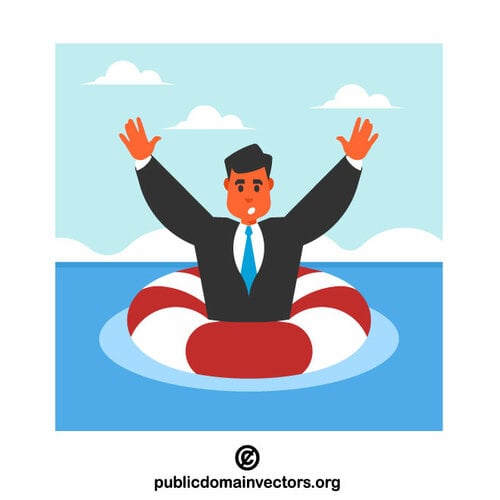 Drowning businessman calling for help