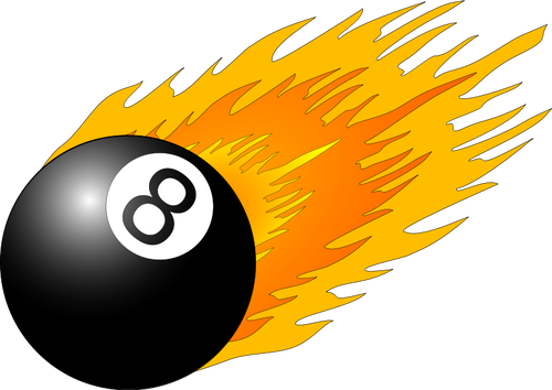 Billiard ball with flames vector