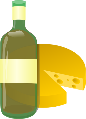 화이트 와인과 치즈 아이콘 벡터 그래픽