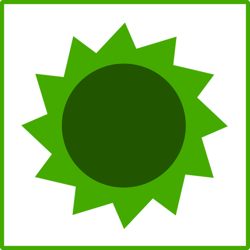 Eko yeşil güneş simgesi ile ince sınır vektör çizim