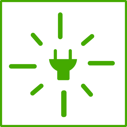 Vektorové kreslení eco zelené lightblulb ikony s tenkou hranici