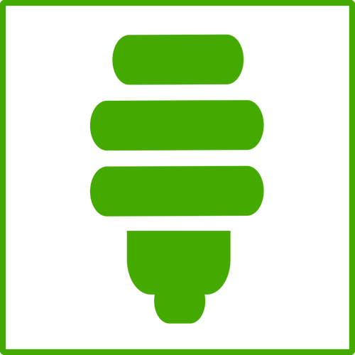 Vector de desen de eco lumina verde pictograma bec cu chenar subţire