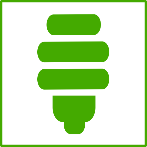 Vector drawing of eco green light bulb icon with thin border