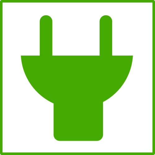 Clipart vetorial de eco verde plug ícone com borda fina