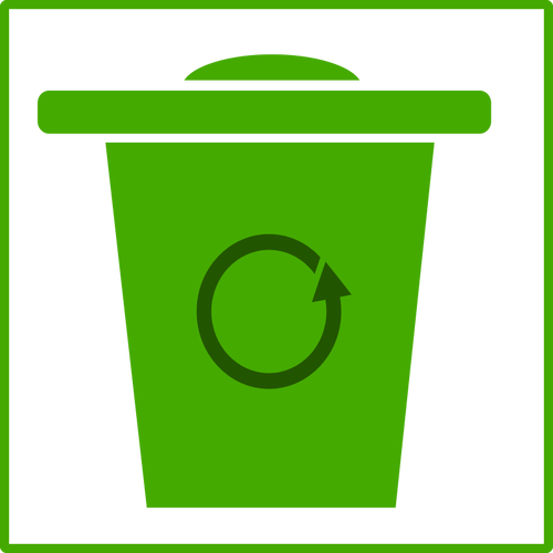 Vector image of eco green recycle bin icon with thin border