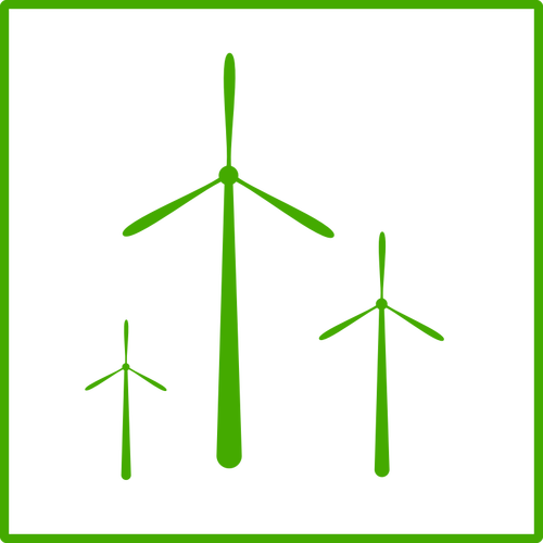 Imagine vectorială pictogramei eco vânt verde de energie cu chenar subţire