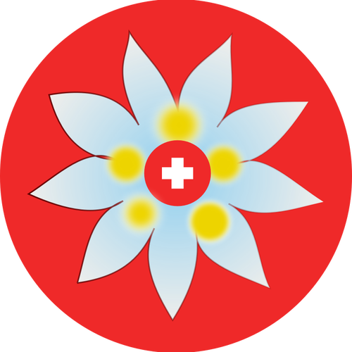 Švýcarský kříž a květina