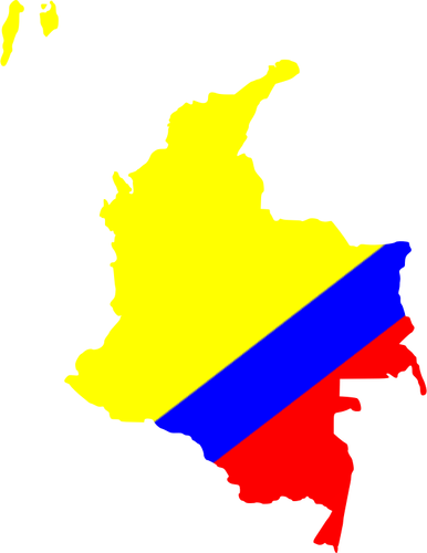 Kolumbijskie mapę w kolorach flagi narodowej