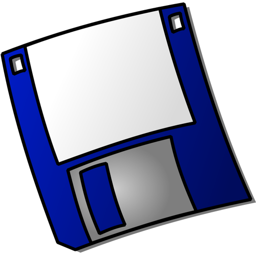 Vector afbeelding van een donker blauwe geëtiketteerd diskette pictogram