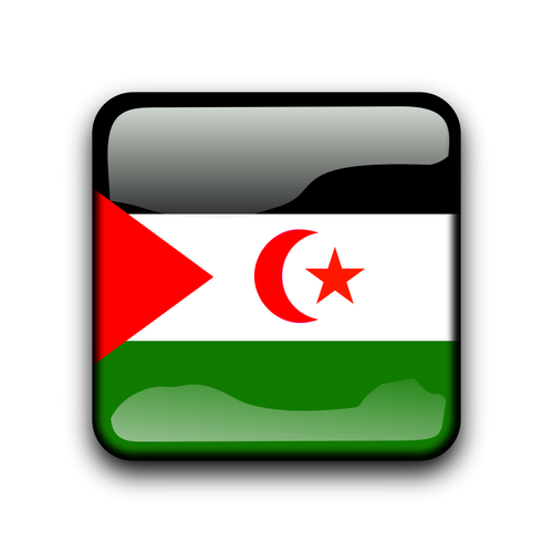 Glossy button with flag of Western Sahara