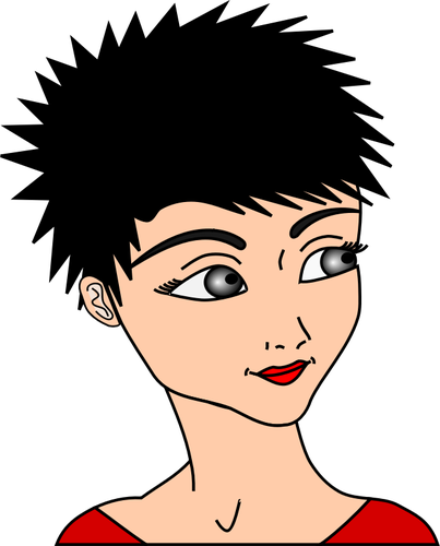 Vector graphics of girl with spiky short hair