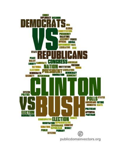 Las elecciones norteamericanas 2016 vector word cloud