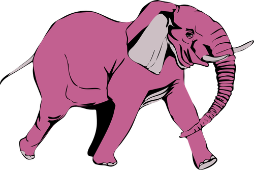 Vaaleanpunainen elefantin kävelyvektorikuva