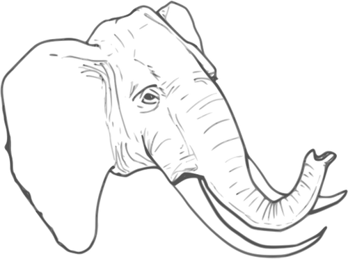 Line art vektorritning av elefant