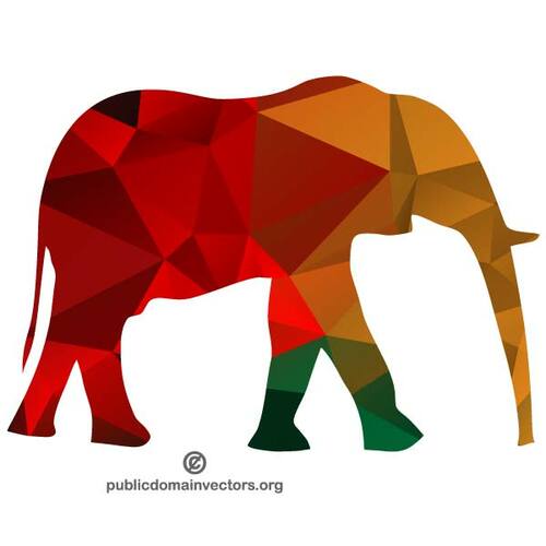 Слон силуэт с красочным узором