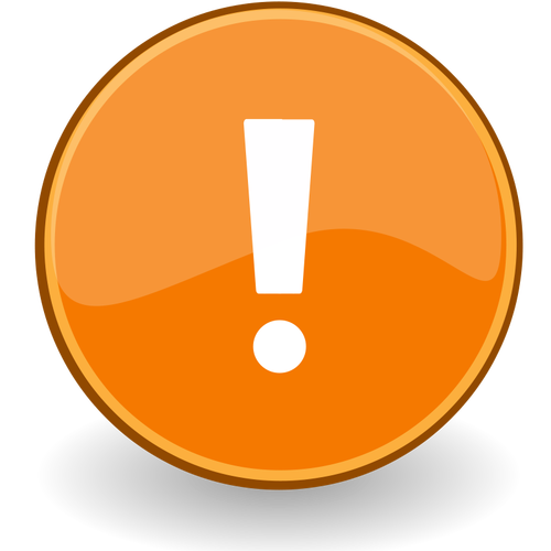 Dibujo de la marca del exclamation en círculo naranja vectorial