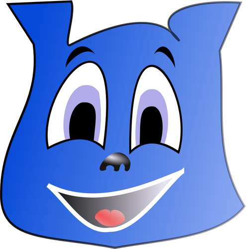 Vektor gambar emoticon persegi yang biru