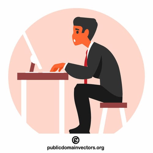 Entrepreneur working at PC