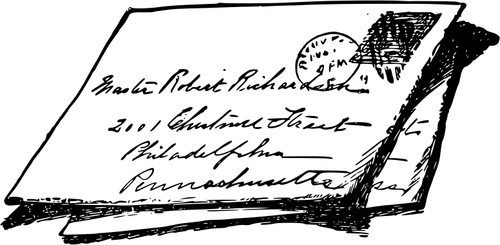 Gráficos vectoriales de envolvente manuscrita con sello