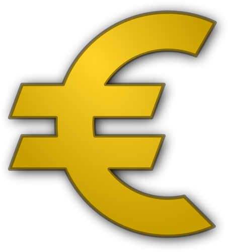 Símbolo del euro en la ilustración del vector de oro