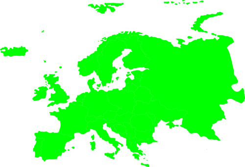 यूरोप के मानचित्र के हरे सिल्हूट