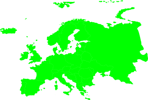 Grønne silhuetten av kart over Europa