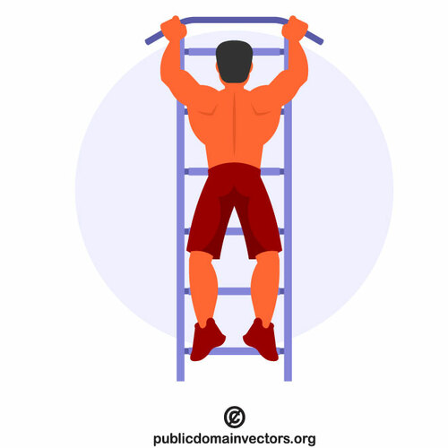 Man is exercising in a gym