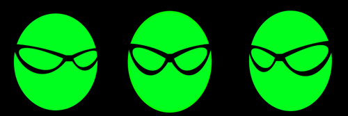 Monstros verdes com óculos