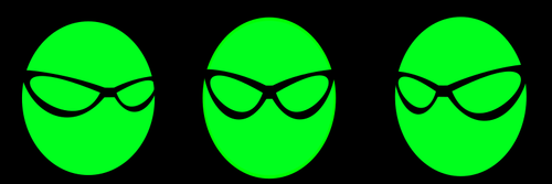 Green monsters with glasses