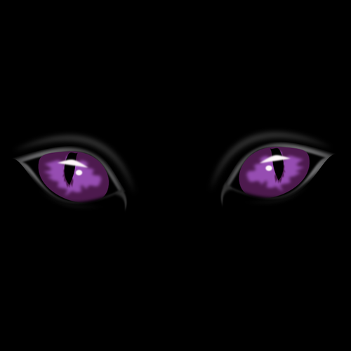 紫色的眼睛，在黑暗的矢量图形