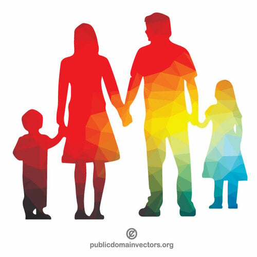 Silhouette di colore della famiglia