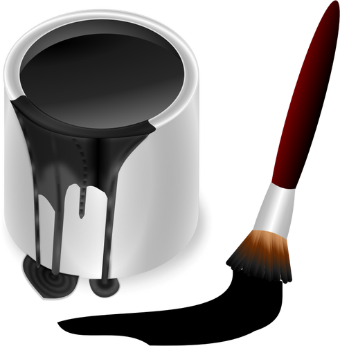 Black bucket and brush vector graphics