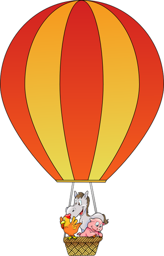 Farm animals in balloon