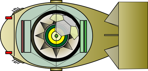 Tekening van het interieur van een elektronische haai