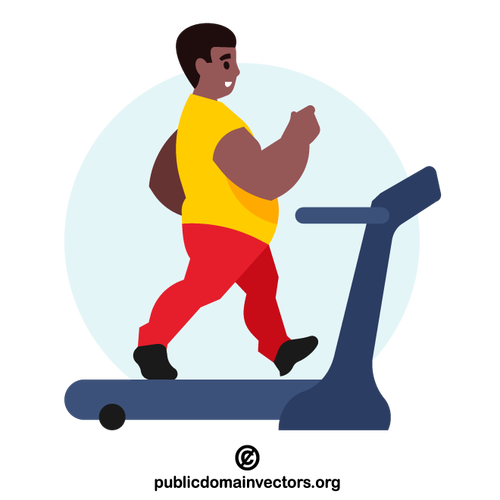 Pria gemuk di treadmill