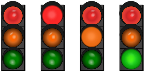 Vector image of four traffic lights