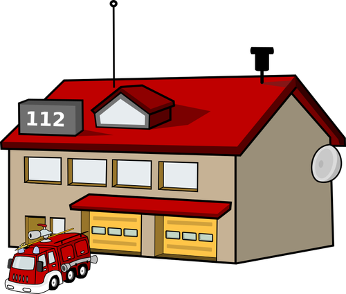 Vektor Klipart hasičská zbrojnice