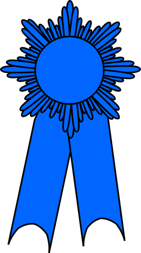 Dibujo de la medalla con una cinta azul vectorial