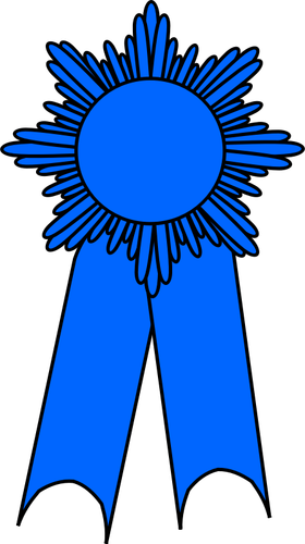 Vector drawing of medal with a blue ribbon