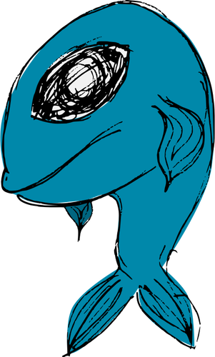 האיור וקטורית דגים מצויר כחול