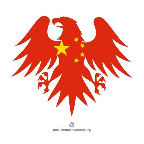 Bandera China dentro de la forma de águila