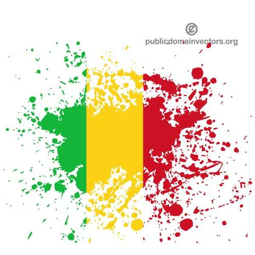 Bandeira da República do Mali em tinta respingos de forma