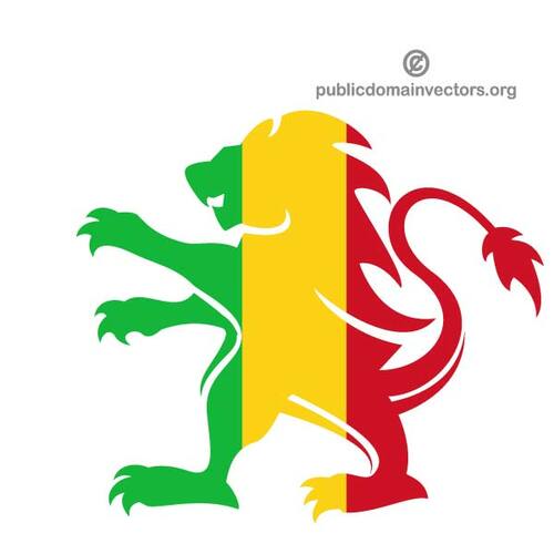 Lion silhouette in colors of the flag of Mali
