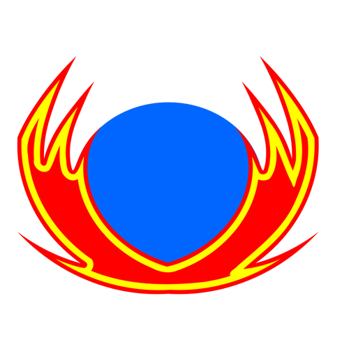 Vector clip art of flames around blue sun sign