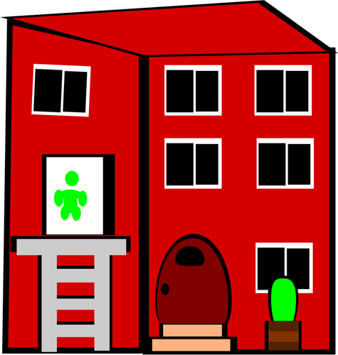 Red flat building vector illustration