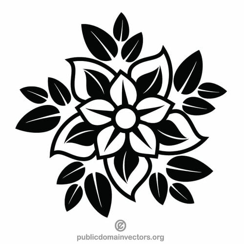 Zwart-wit bloem clip art vector