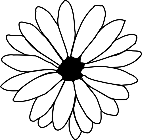 Kwiat kwitnący płatkami w grafikę wektorową czarno-biały